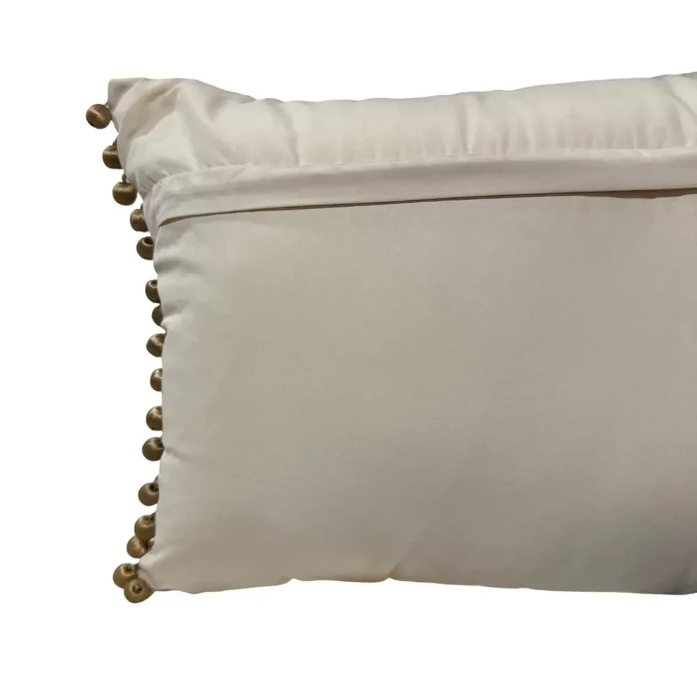 Pier 1 Embroidered Tasseled Rectangle Throw Pillow Accent 17 x 11" with Insert - Picture 5 of 7